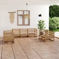 Set Divani da Giardino 7 pz Miele in Legno Massello di Pino 3075452