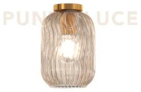 Plafoniera ottone satinato 1 luce vetro ambra 1181os-pl1-am