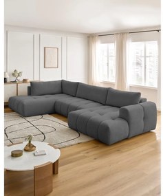 Divano angolare grigio scuro allungabile e con contenitore (penisola a sinistra/a U) Fuji – Bobochic Paris