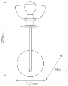 Alora Mood ALM-SYLVIA-1WB-BG-CL - Lampada da parete SYLVIA 1xE14/40W/230V, finitura oro