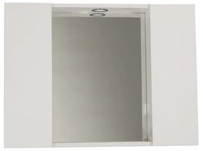 Specchiera bagno in legno 81 cm a 2 ante con faretto LED Bianco Lucido
