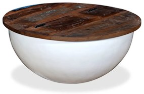 Tavolino da caffè a forma di coppa in massello anticato bianco