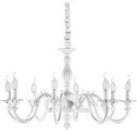 Lampadario Shabby Chic-Provenzale Justine Metallo Bianco 8 Luci E14