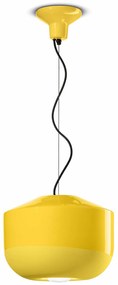 Sospensione Grande Vintage Decò Bellota Ceramica Giallo Limone 1 Luce E27