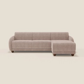 Giglio divano letto angolare con materasso alto 18 cm e penisola contenitore in morbido bouclé impermeabile T07 rosa