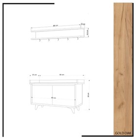 Appendiabiti ARASSO 18,8x80 cm + scarpiera 60x90 bianco/marrone