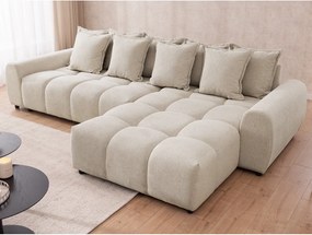 Divano angolare beige (con penisola a destra/con chaise lounge) Albane – Ropez