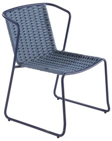 Sedia da giardino con braccioli Livia NATERIAL, struttura in alluminio blu, seduta in corda blu