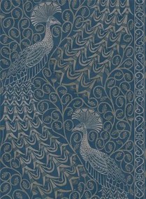 Tapete Pavo Parade von Cole & Son - Metallic Silver on Denim