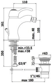 Paffoni Giorgia Gi135 Miscelatore Bidet monocomando con scarico automatico 1”1/4G Cromo