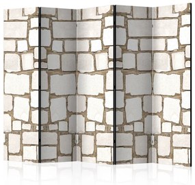 Paravento separè Puzzle di pietra II - texture beige di mattoni in architettura