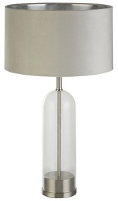 Lampada Scrivania Contemporanea Oxford Acciaio Ottone Tessuto Grigio 1 Luce E27