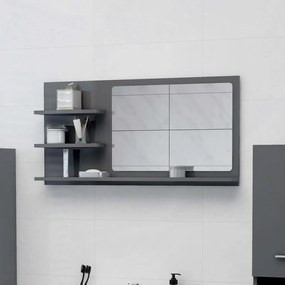 Specchio da bagno grigio lucido 90x10,5x45 cm in truciolato