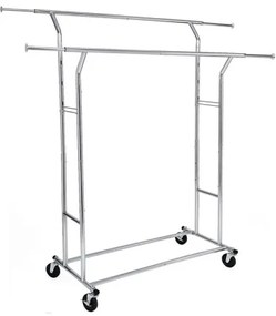 Appendiabiti a piantana mobile LINEA, argento