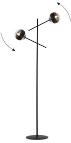 Piantana Contemporaneo Yama Acciaio Nero 2 Luci E14 Ip20