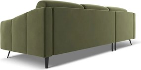 Divano angolare verde (con penisola a sinistra) con rivestimento in velluto Nalu – Makamii
