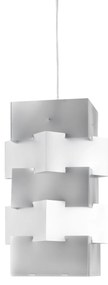 Sospensione Moderna Building Polilux ® Argento E Metallo Cromo 1 Luce E27 H60Cm