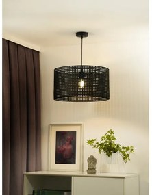 Duolla - Lampadario a sospensione con filo ROLLER RATTAN 1xE27/15W/230V diametro 45 cm nero