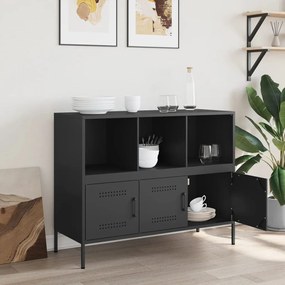 Credenza nera 100,5x39x79 cm in acciaio laminato a freddo