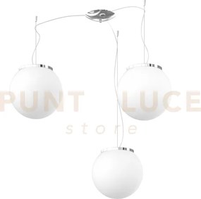 Mars sospensione montatura cromo vetro bianco d.25 cm 3 luci attacc...
