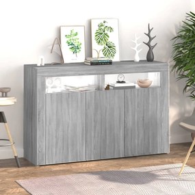 Credenza con luci led grigio sonoma 115,5x30x75 cm