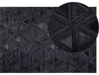 Tappeto Nero Pelle Di Vacchetta 200 x 140 cm Motivo Artigianale A pelo corto Moderno