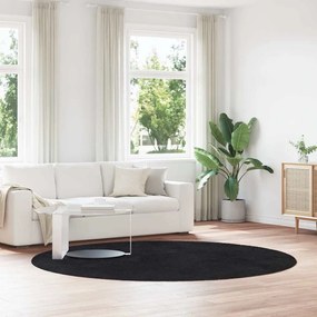 Tappeto Shaggy A Pelo Lungo Navarra Nero 240x240 Cm Poliestere /