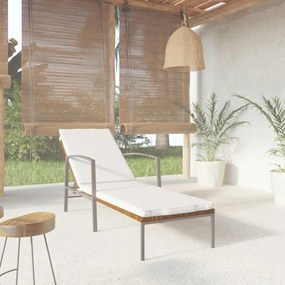 Lettino prendisole da giardino con cuscino polyrattan marrone