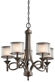 Lampadario Contemporaneo Lacey Acciaio Bronzo Antico Tessuto 5 Luci E14