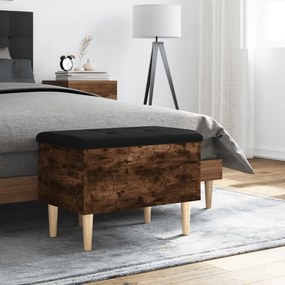 Panca portaoggetti rovere fumo 62x42x46 cm legno multistrato