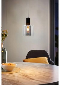 Lampadario Moderno Gorosiba nero paralume nero e trasparente E27 Ø15cm EGLO