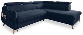 Divano letto angolare in velluto blu scuro (angolo destro) Sweet Harmony - Miuform