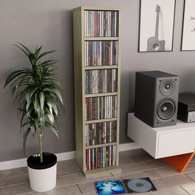 Mobile Porta Cd Rovere Sonoma 21x20x88 Cm İn Legno Multistrato /