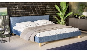 Letto matrimoniale imbottito blu con griglia 200x200 cm Tina - Ropez