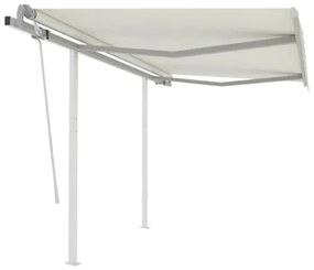 Tenda da Sole Retrattile Manuale con Pali 3x2,5 m Crema