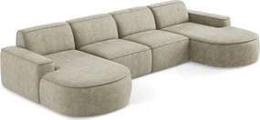 Divano angolare beige (a U) con rivestimento in ciniglia Omao – Makamii