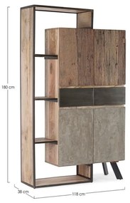 Mobile 2 anta e 2 cassetti Manchester in legno vintage cm 118x38x180h