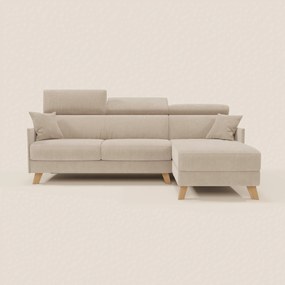 Sole Divano letto matrimoniale angolare con penisola contenitore e poggiatesta reclinabili - tessuto smacchiabile T23