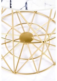 Tavolino HARISSA 41x42 cm oro/bianco marmor decor