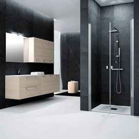 Porta doccia saloon L 77-81 cm x H 200 cm per nicchia in vetro trasparente SP. 6 mm, profilo lucido cromo, serie Glam