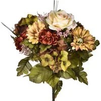 Set 2 Bouquet Artificiale di Ortensie con Rose Altezza 34 cm Verde