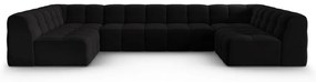 Divano angolare in velluto nero (a U) Kendal - Micadoni Home