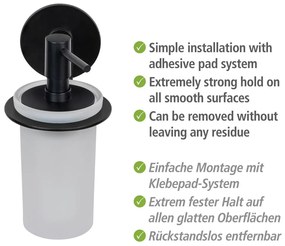 Dispenser di sapone in vetro nero opaco autoportante 150 ml Bivio - Wenko