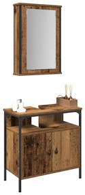 Set di mobili per bagno 2 pezzi in legno anticato in legno ingegnerizzato