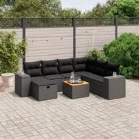 Set Divani da Giardino con Cuscini 8 pz Nero in Polyrattan 3265185