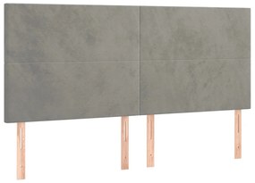 Testiere 4 pz grigio chiaro 100x5x78/88 cm in velluto