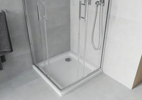 Mexen Rio cabina doccia quadrata 80 x 80 cm, trasparente, cromo + piatto Flat, bianco - 860-080-080-01-00-4010