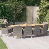 Set da Pranzo per Giardino 11 pz con Cuscini Grigio 3103605