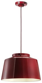 Lampadario Vintage 50'S Ferro E Ceramica Bordeoux 1 Luce E27 40Cm