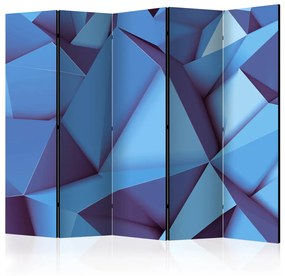 Paravento separè Blu regale (3 parti) - astratto geometrico in forma tridimensionale